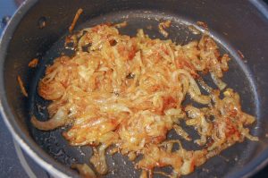 caramelized onions in an pan