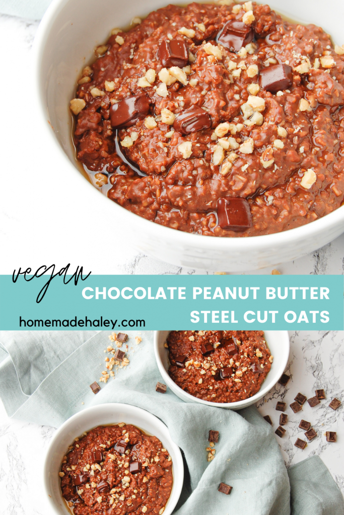 These Chocolate Peanut Butter Oats use quick steel cut oats for a speedy, yet filling breakfast. Instant Pot recipe also included for grab and go meal prep!