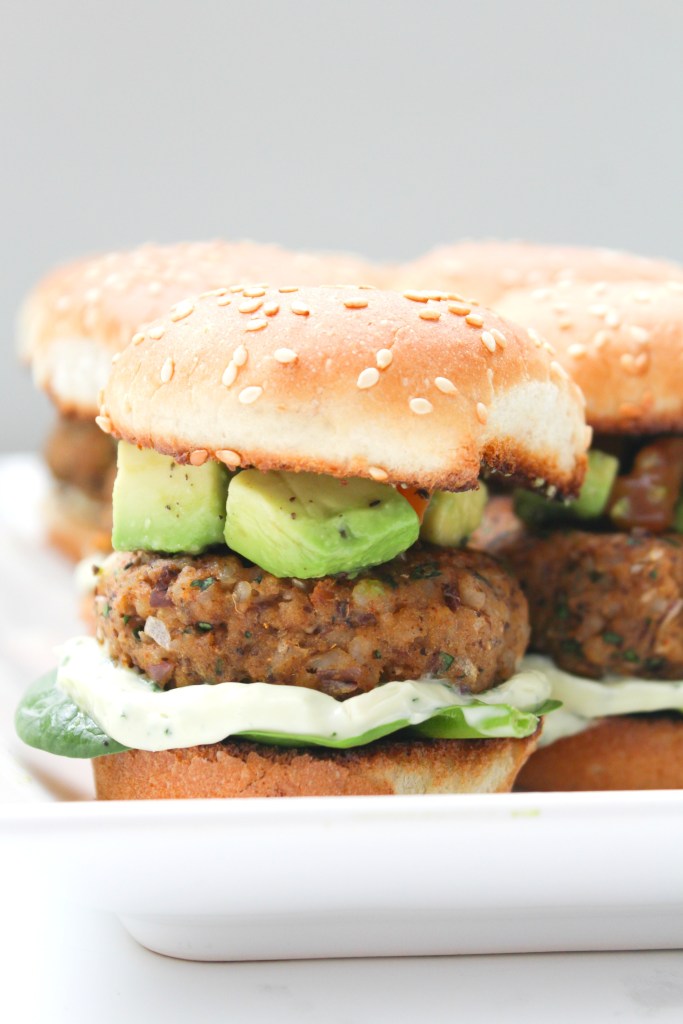 Zesty Brown Rice Black Bean Vegan Sliders with Basil Aioli