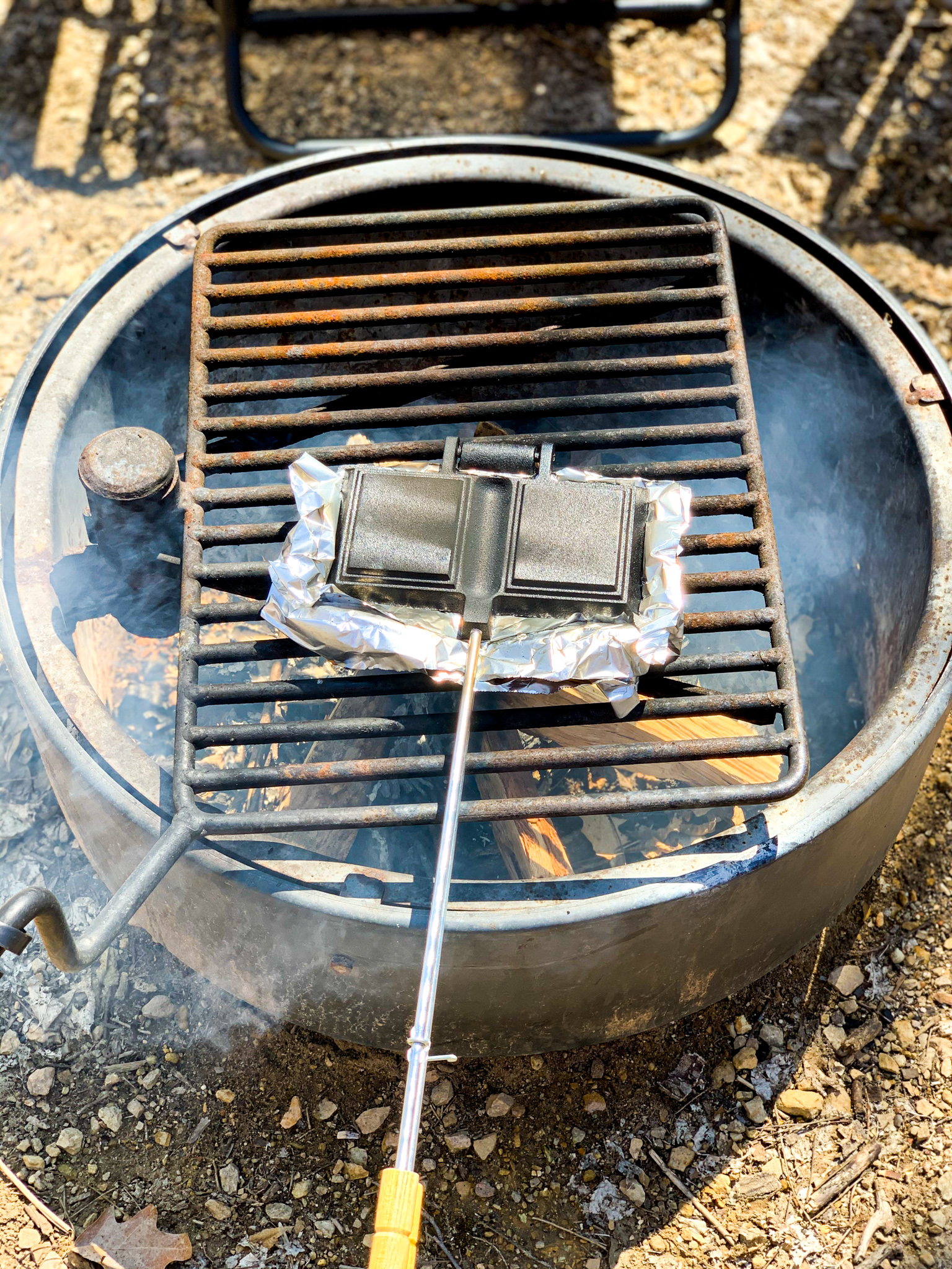 Pie Iron Over Campfire