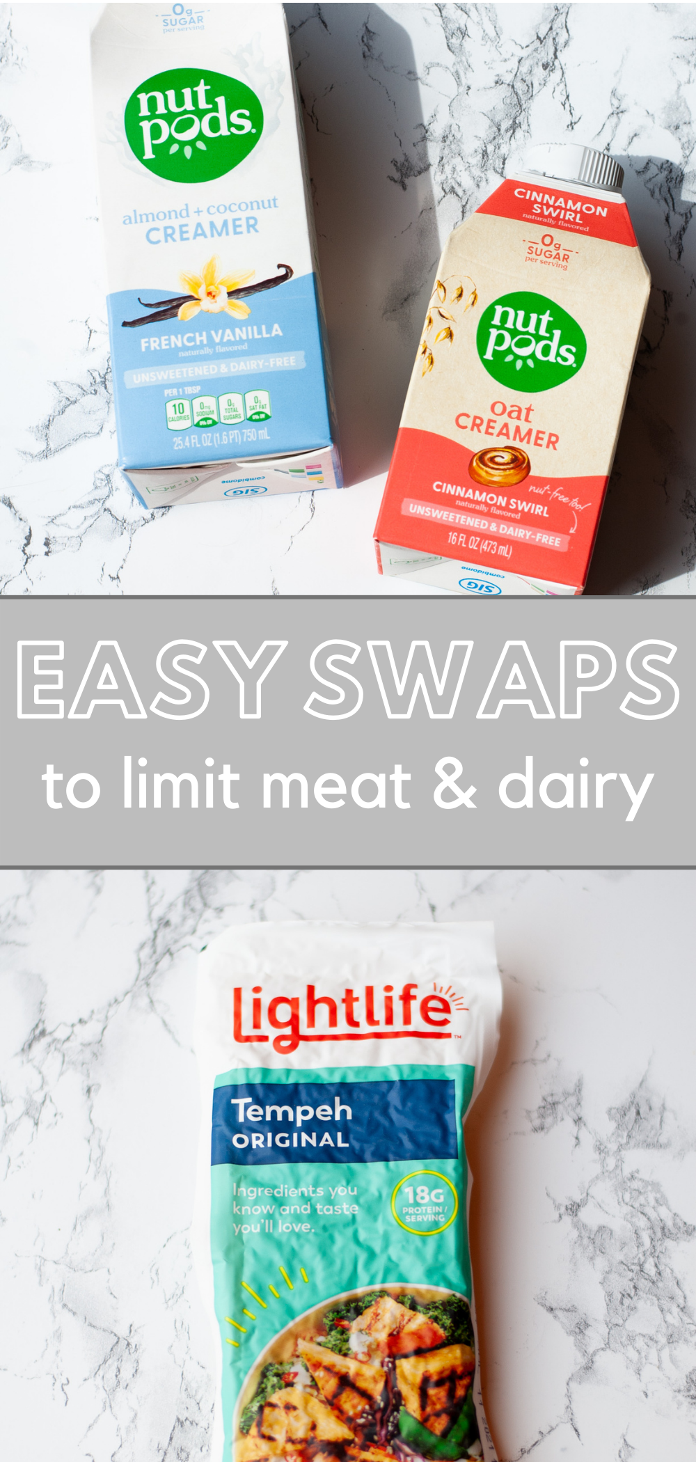 A list of my favorite vegan/vegetarian swaps to help limit your meat & dairy consumption! From simple swaps like lentils to my favorite cheese substitutes.